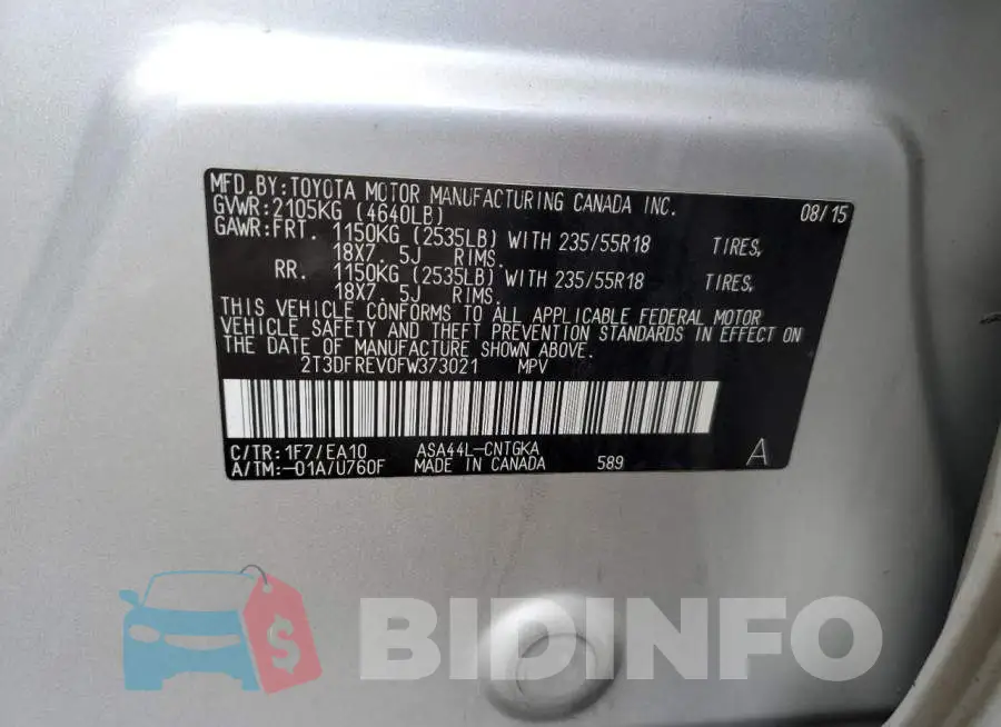 2T3DFREV0FW373021 Photo# 12
