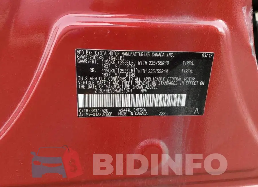2T3DFREV3HW631941 Photo# 13