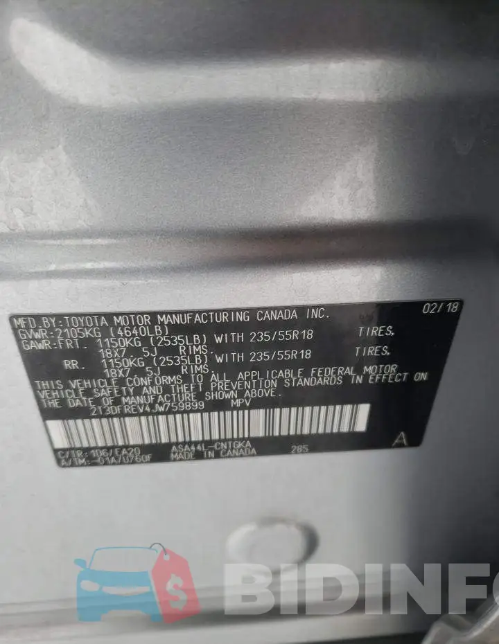 2T3DFREV4JW759899 Photo# 13