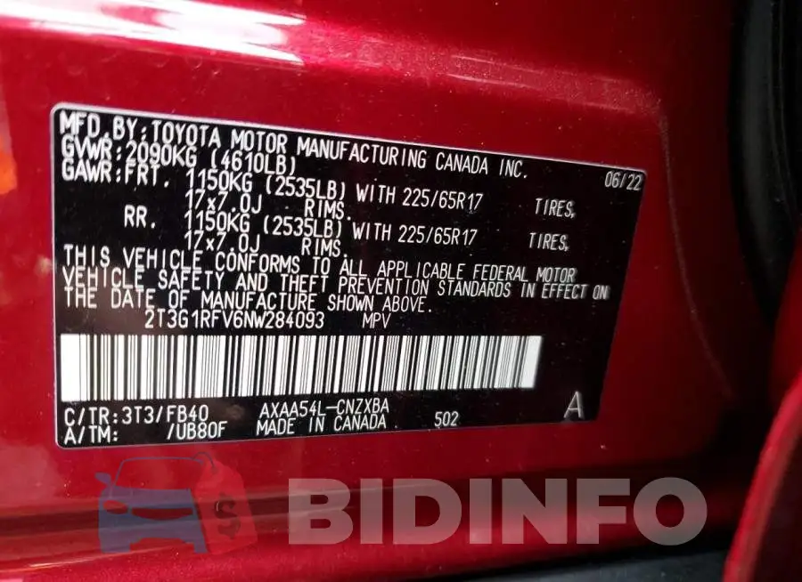 2T3G1RFV6NW284093 Photo# 13