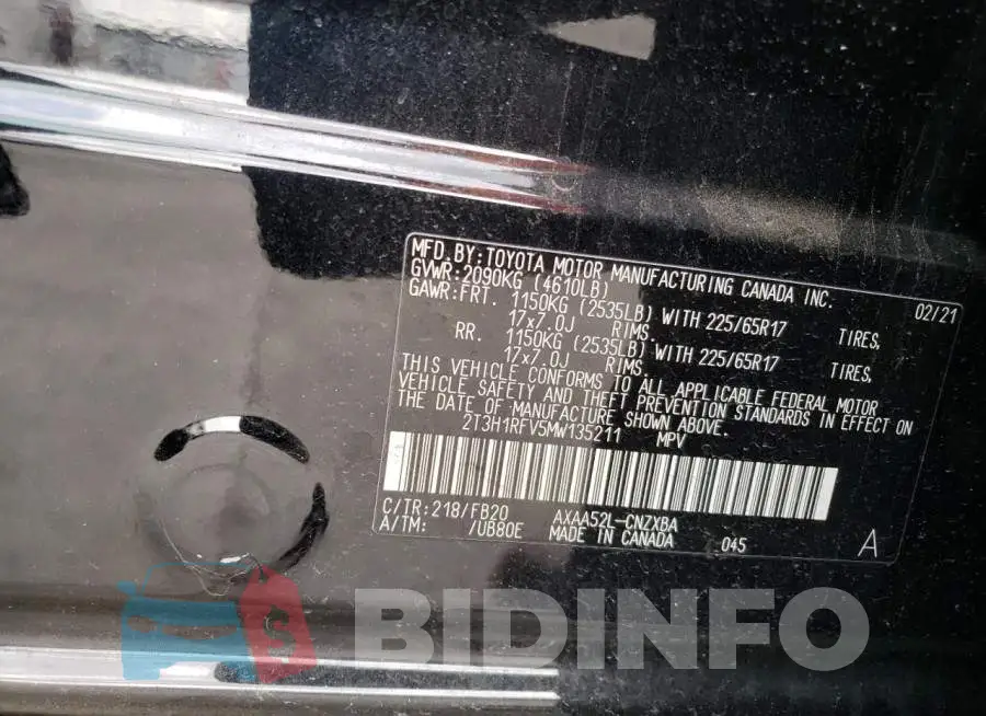 2T3H1RFV5MW135211 Photo# 13