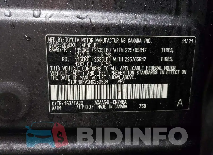 2T3P1RFV2MC250538 Photo# 13