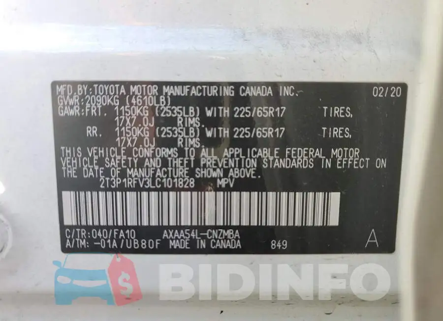 2T3P1RFV3LC101828 Photo# 12