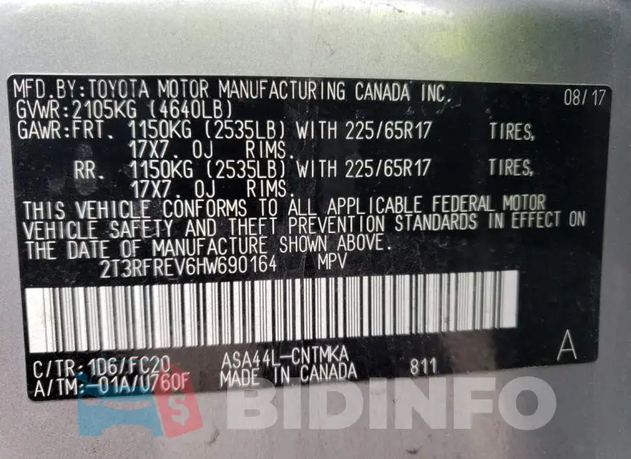 2T3RFREV6HW690164 Photo# 13
