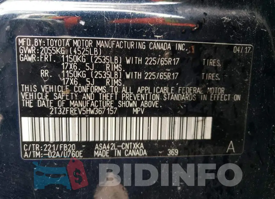 2T3ZFREV5HW367157 Photo# 14