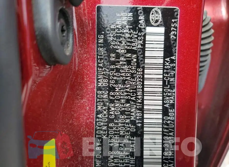 4T1BF1FK4HU803366 Photo# 12