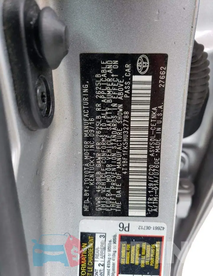 4T1BF1FK5HU327788 Photo# 12