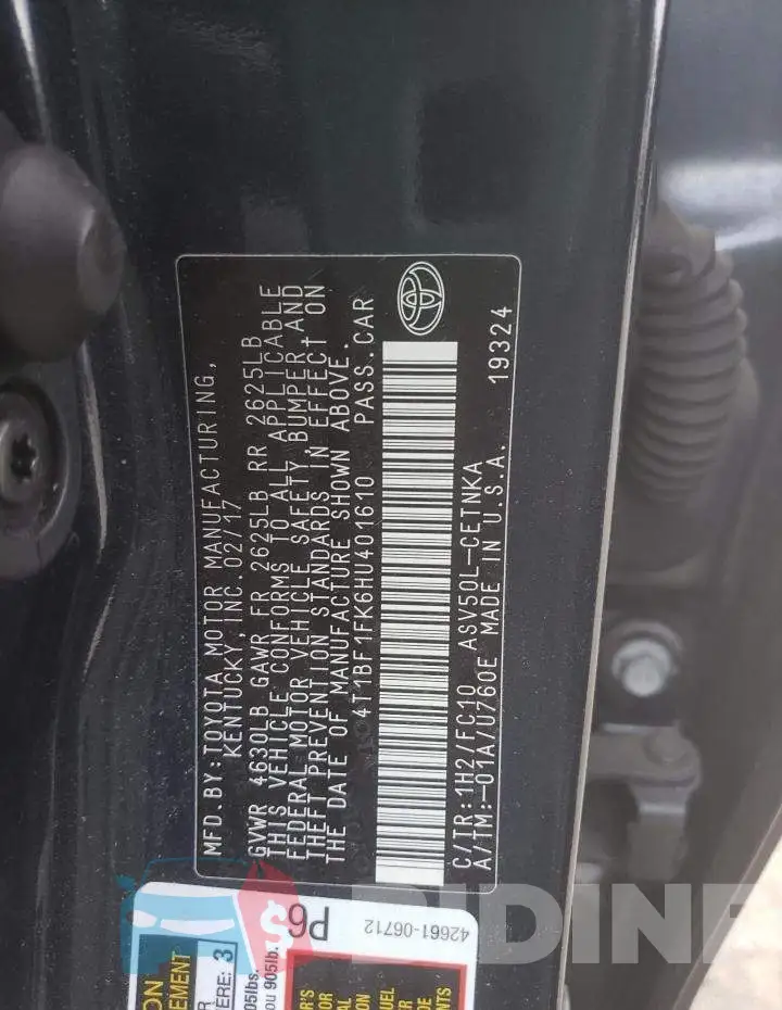 4T1BF1FK6HU401610 Photo# 12