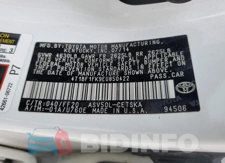 4T1BF1FK9EU850422 Photo# 12