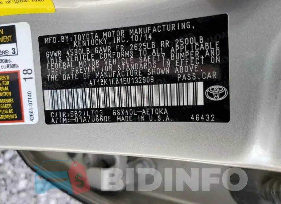 4T1BK1EB1EU132909 Photo# 12