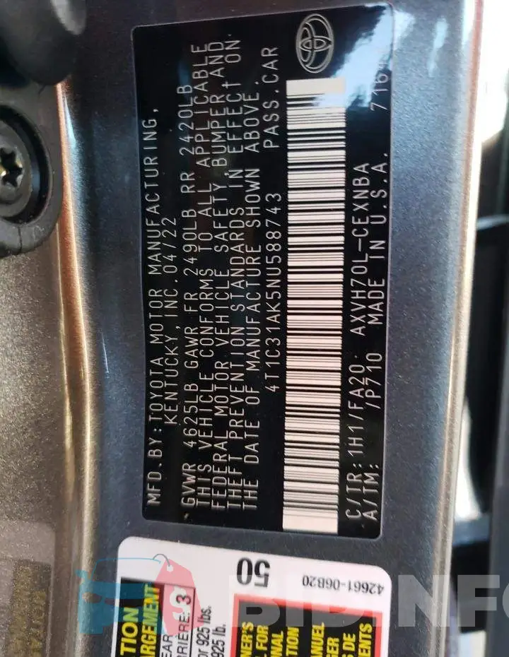 4T1C31AK5NU588743 Photo# 12