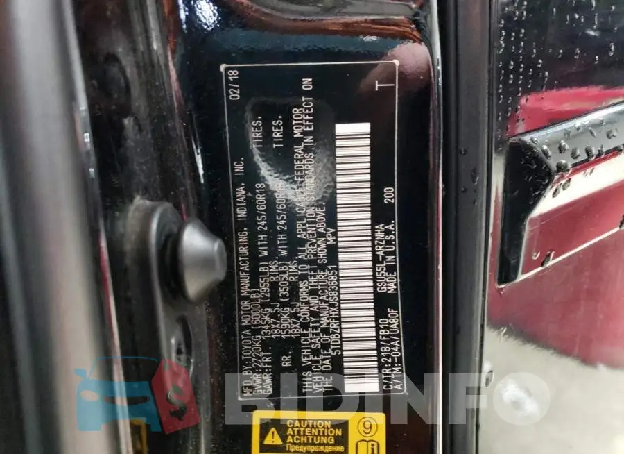 5TDBZRFHXJS836851 Photo# 13