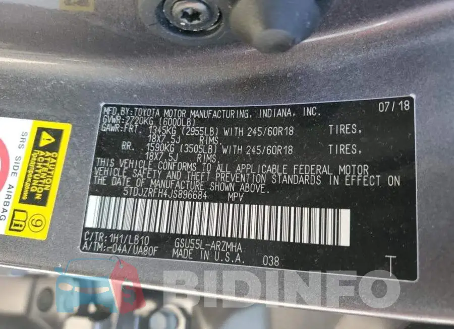 5TDJZRFH4JS896684 Photo# 14