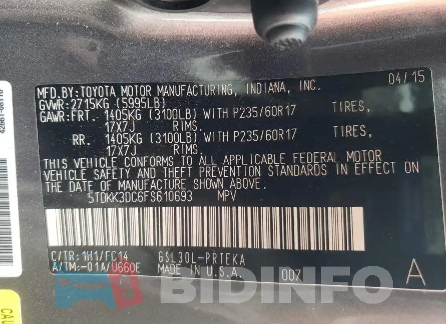 5TDKK3DC6FS610693 Photo# 14