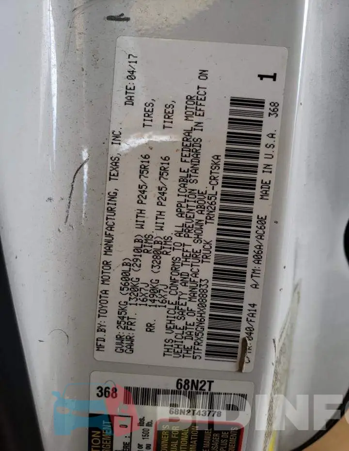 5TFRX5GN6HX088833 Photo# 12