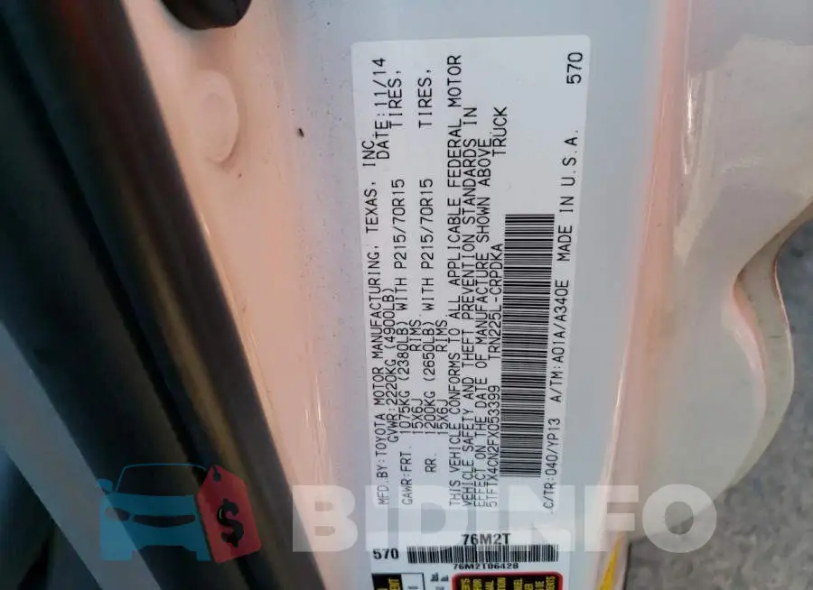 5TFTX4CN2FX053399 Photo# 12