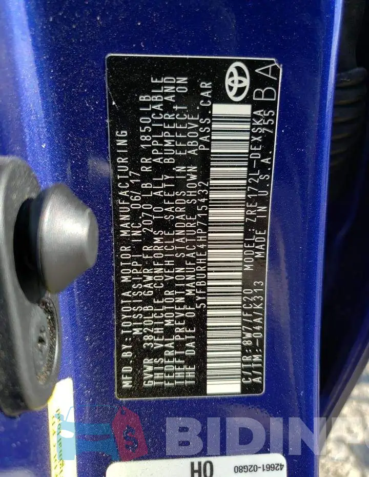 5YFBURHE4HP715432 Photo# 13