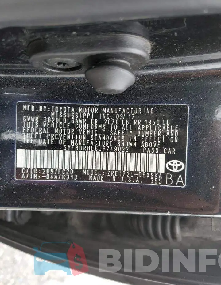 5YFBURHE6JP749023 Photo# 12