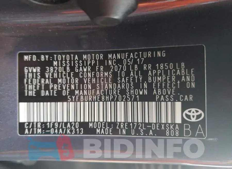 5YFBURHE8HP702571 Photo# 12