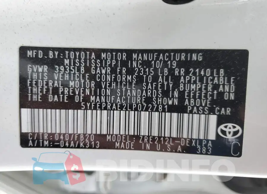 5YFEPRAE2LP072781 Photo# 12