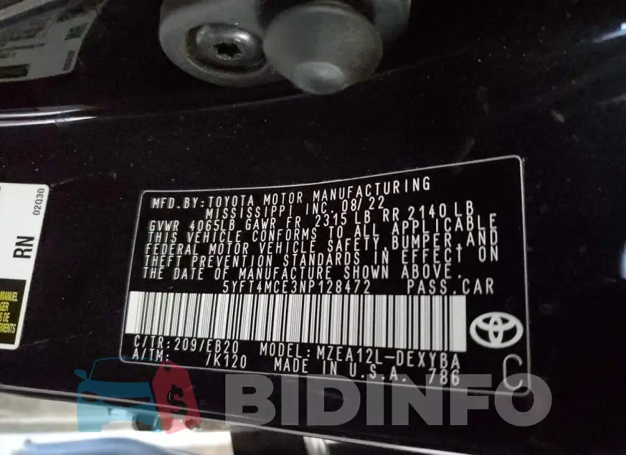 5YFT4MCE3NP128472 Photo# 13