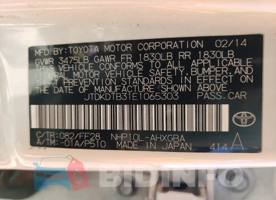 JTDKDTB31E1065303 Photo# 13
