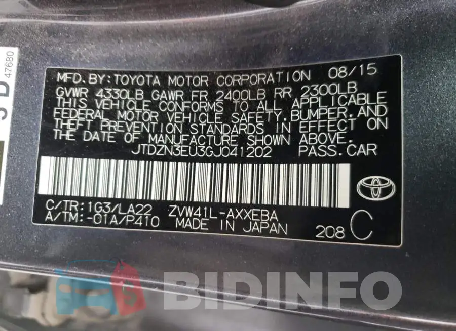 JTDZN3EU3GJ041202 Photo# 14