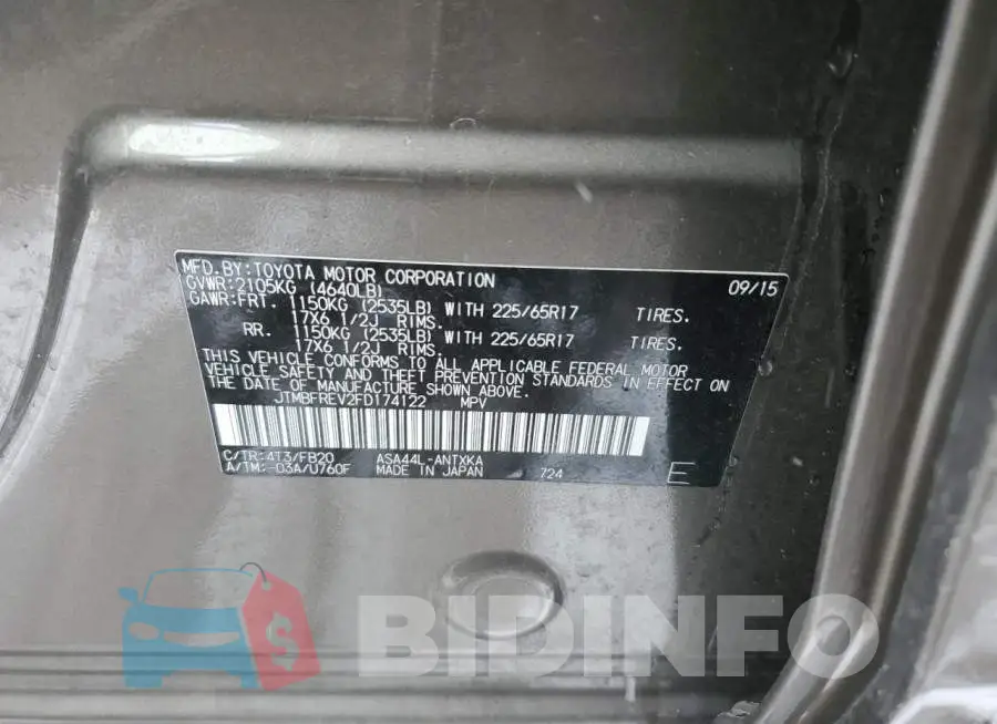 JTMBFREV2FD174122 Photo# 12