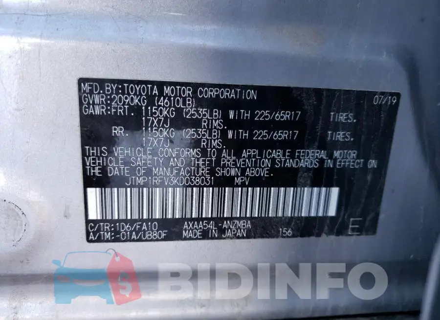 JTMP1RFV3KD038031 Photo# 14