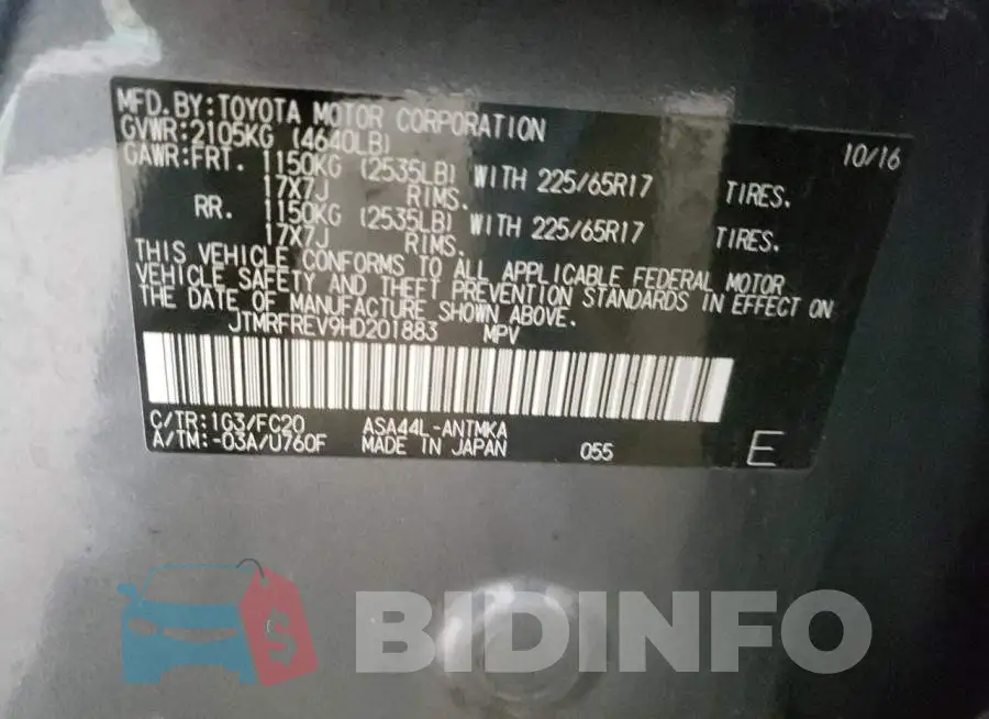 JTMRFREV9HD201883 Photo# 13