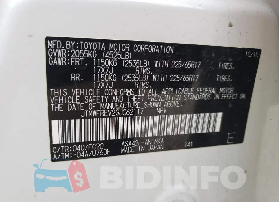 JTMWFREV2GJ062117 Photo# 13