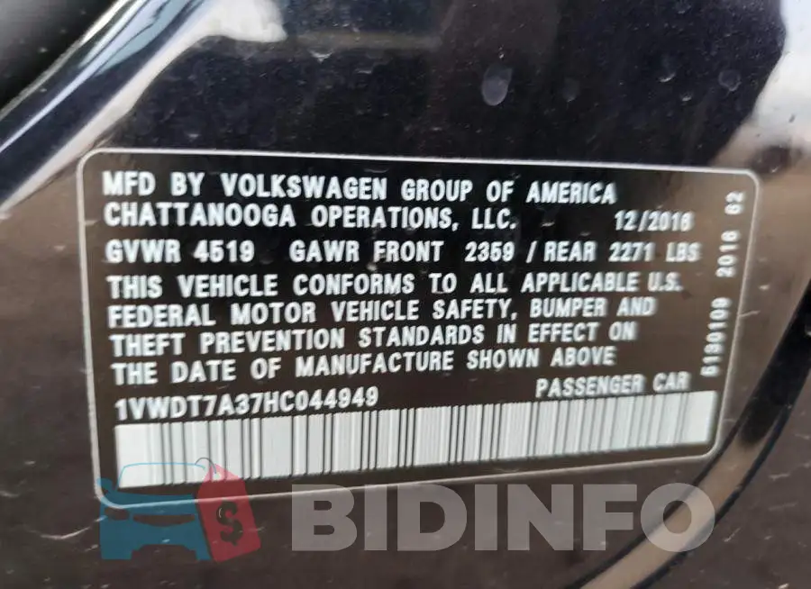 1VWDT7A37HC044949 Photo# 12