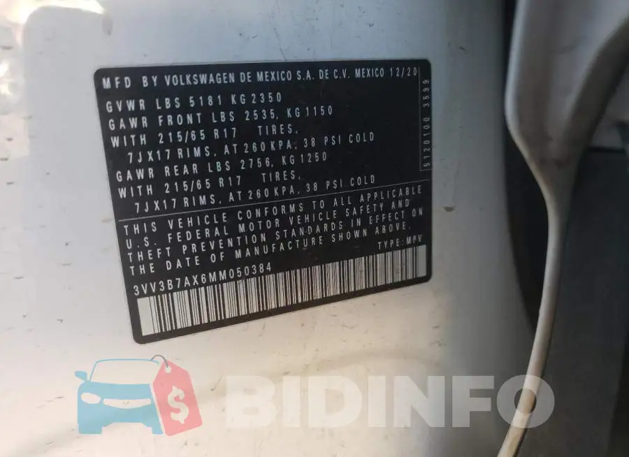 3VV3B7AX6MM050384 Photo# 14