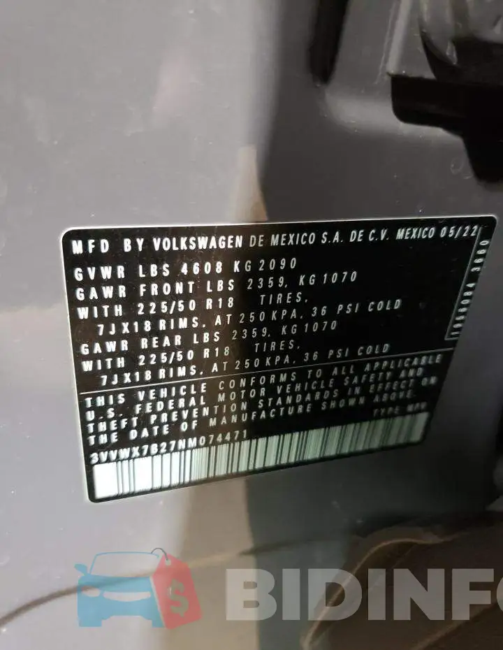 3VVWX7B27NM074471 Photo# 13