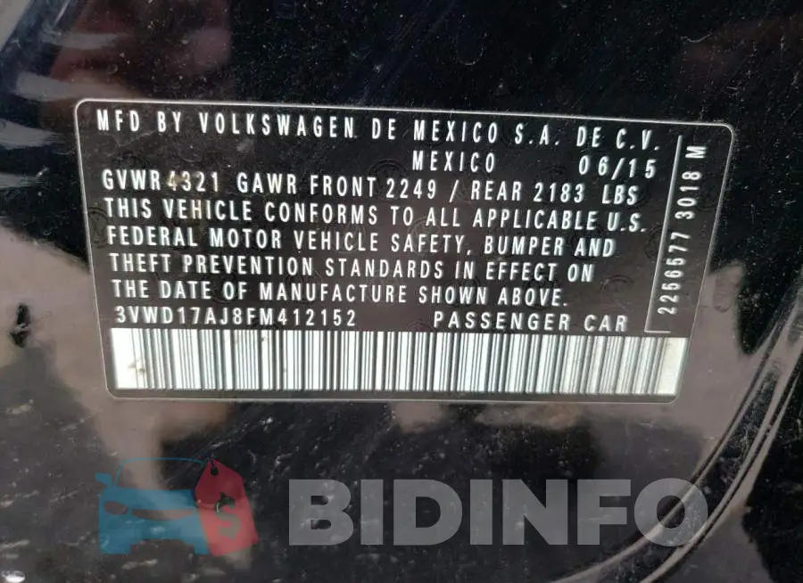 3VWD17AJ8FM412152 Photo# 12