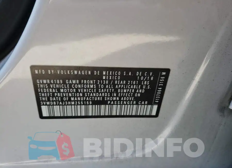 3VWDB7AJ3HM255159 Photo# 10