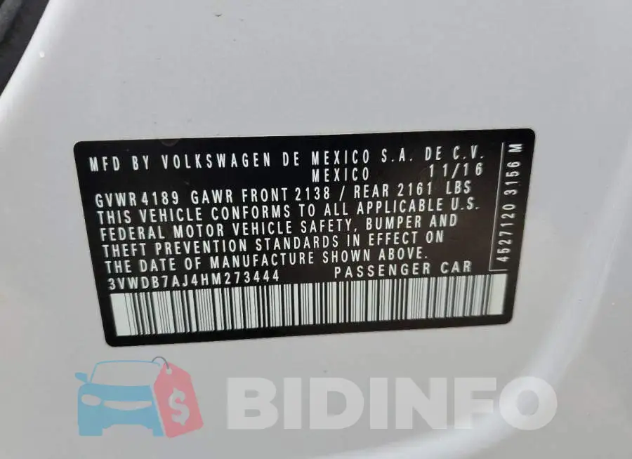3VWDB7AJ4HM273444 Photo# 12