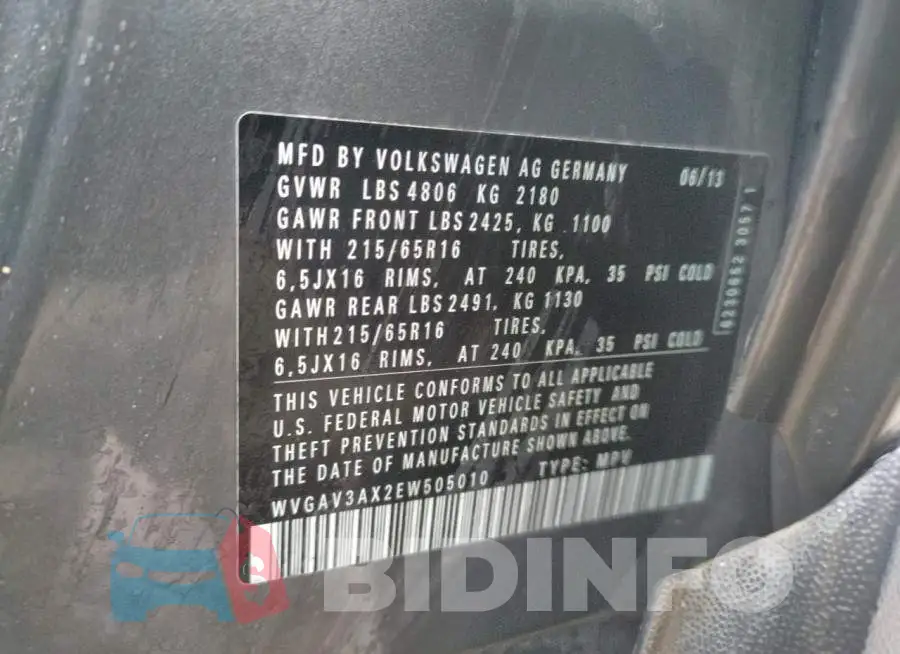 WVGAV3AX2EW505010 Photo# 14