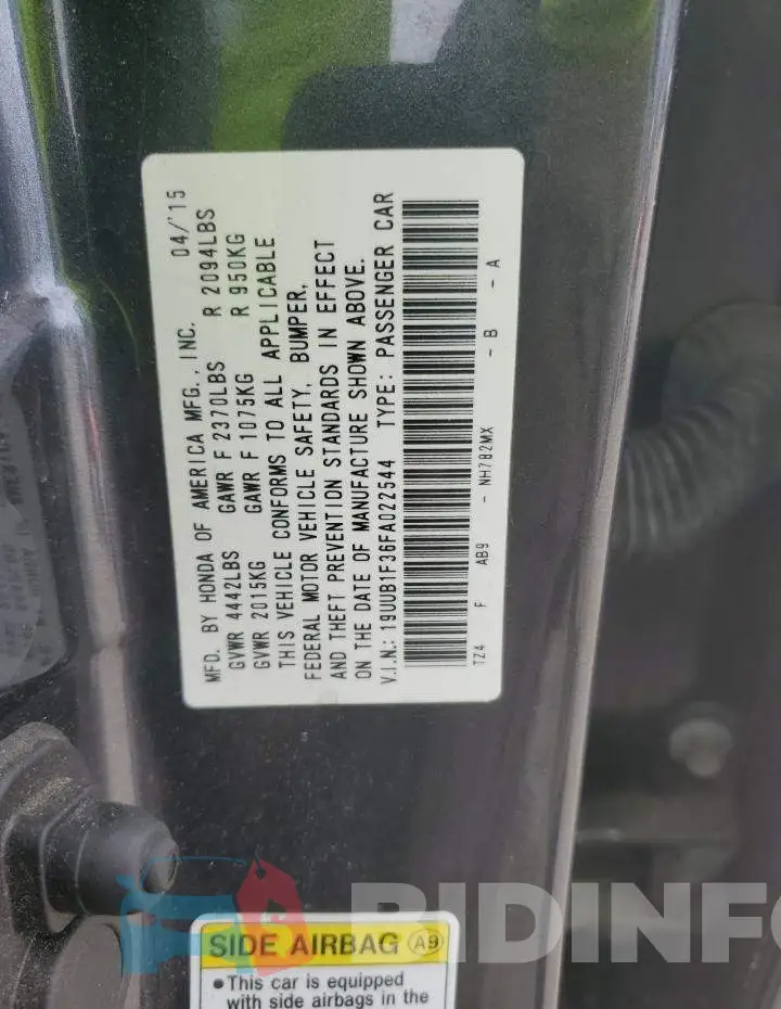 19UUB1F36FA022544 Photo# 12