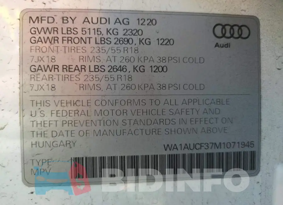WA1AUCF37M1071945 Photo# 13