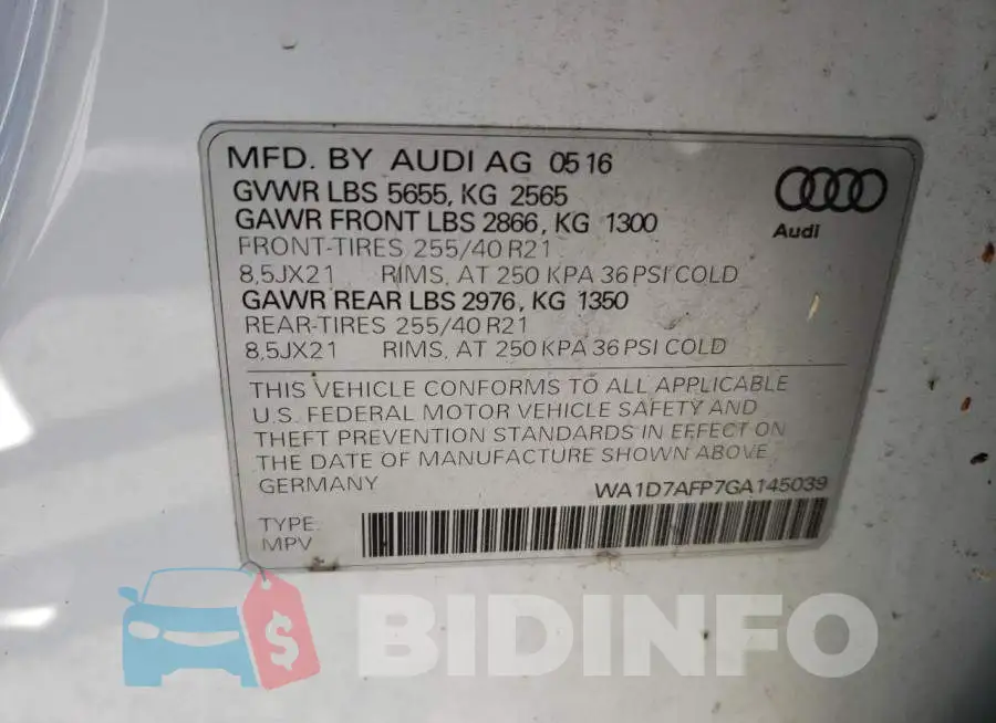 WA1D7AFP7GA145039 Photo# 12