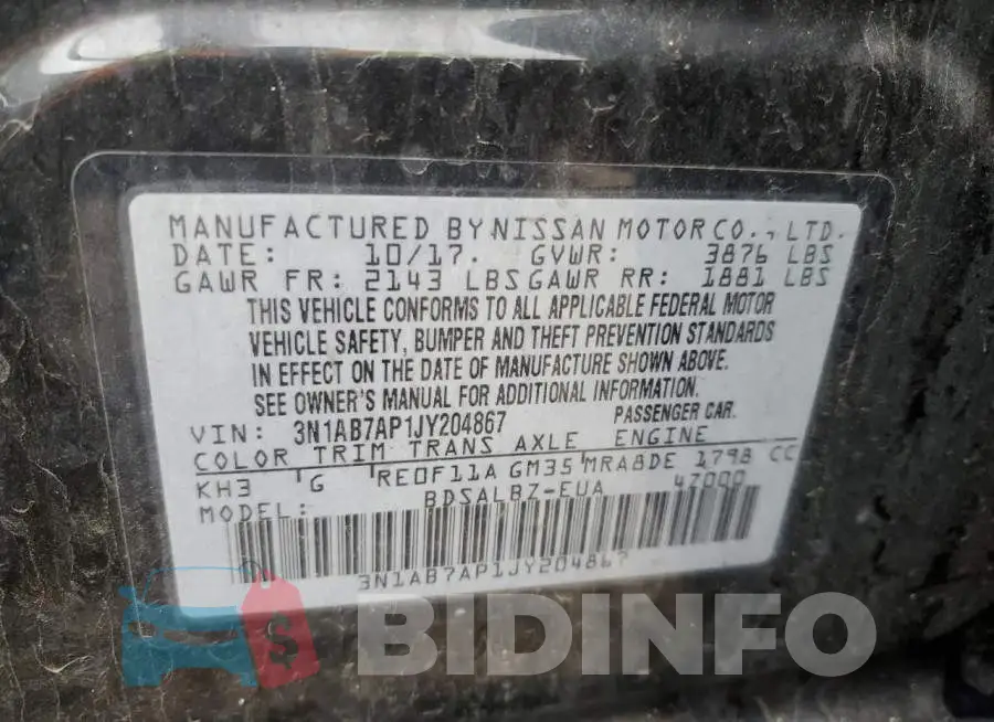 3N1AB7AP1JY204867 Photo# 13