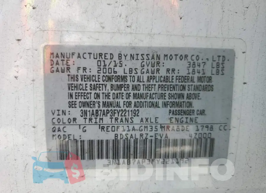 3N1AB7AP3FY221192 Photo# 12