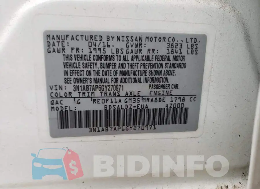 3N1AB7AP6GY270971 Photo# 12