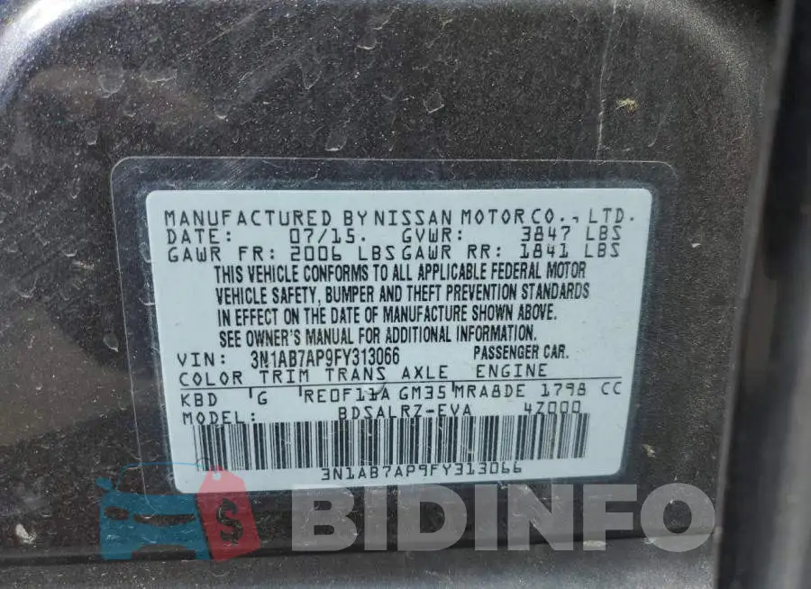 3N1AB7AP9FY313066 Photo# 13