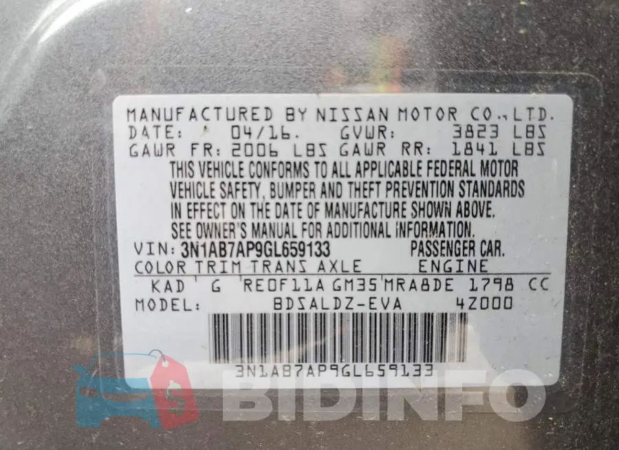 3N1AB7AP9GL659133 Photo# 12