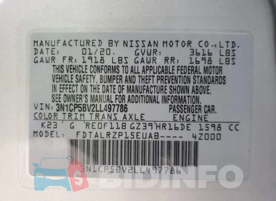 3N1CP5BV2LL497786 Photo# 13