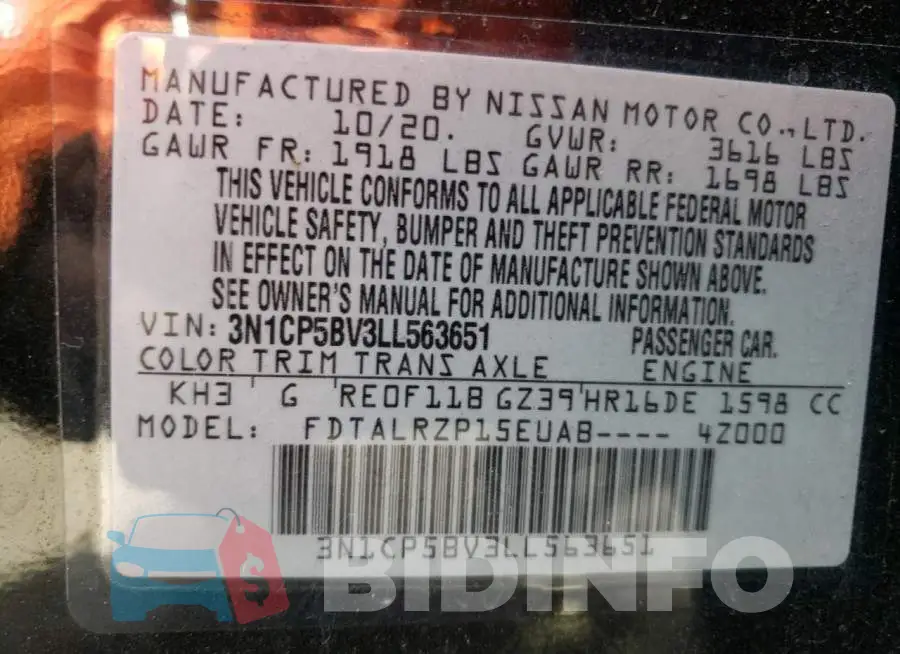 3N1CP5BV3LL563651 Photo# 12