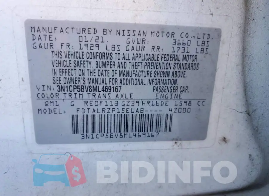 3N1CP5BV8ML469167 Photo# 12