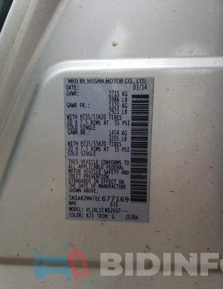 5N1AR2MN7EC677169 Photo# 14